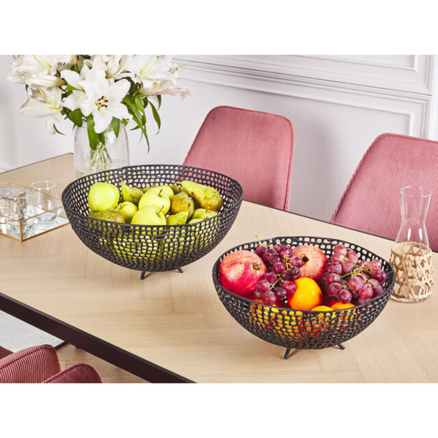 Alisen 2 Piece Aluminium Decorative Bowl Set in Black