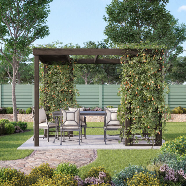 Asellus Wood Pergola - Rustic Brown