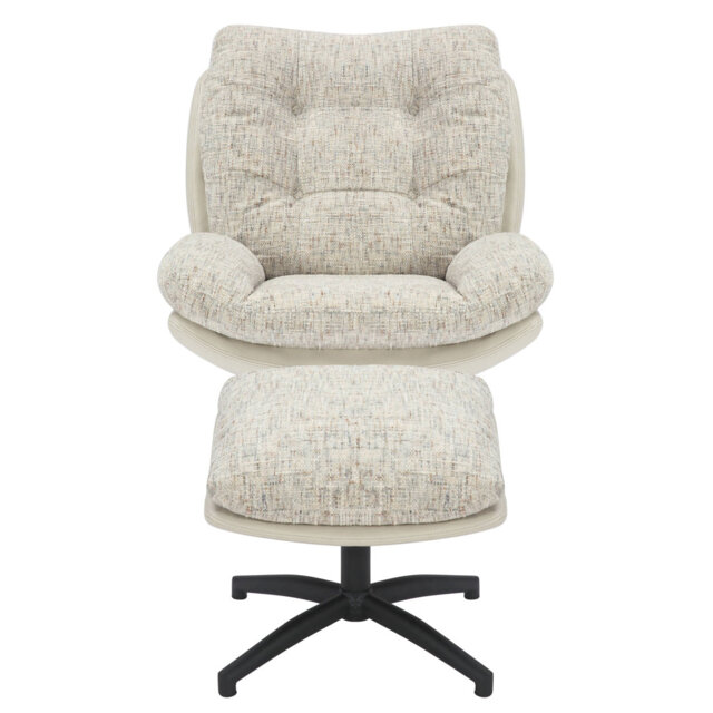 Cedrie Upholstered Swivel Accent Chair with Footstool