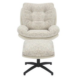 Cedrie Upholstered Swivel Accent Chair with Footstool