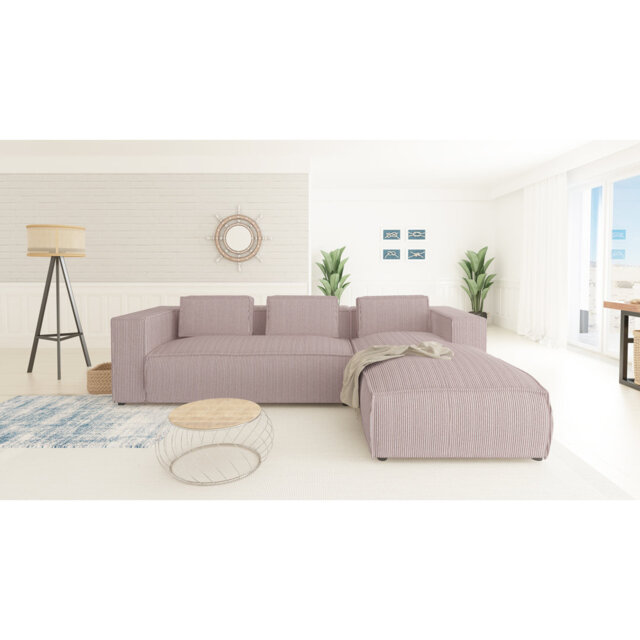 Modern L-Shape Corner Sofa  Made of Cord with Soft Seat