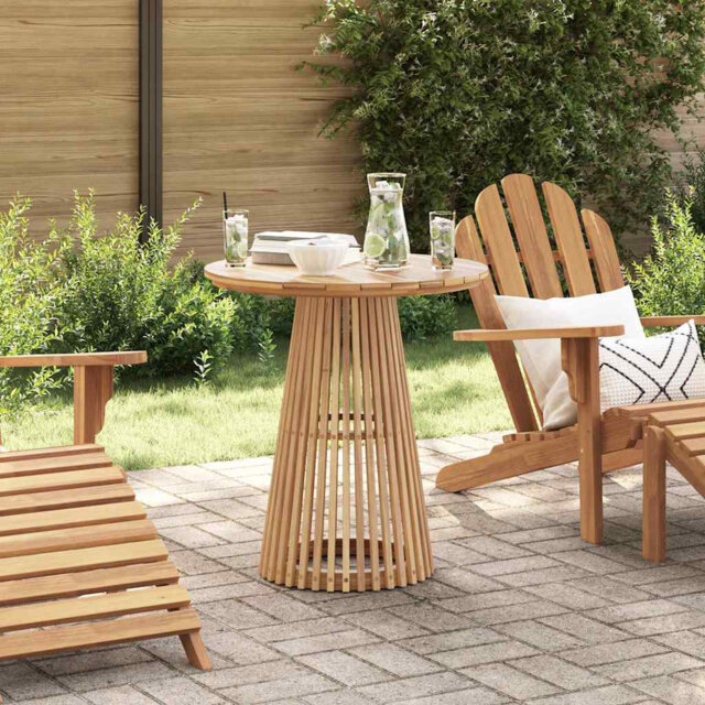 Side Table Solid Teak Wood Outdoor Garden Terrace Furniture Round Patio