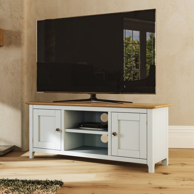 "Daris 2 Door TV Cabinet Unit. 110cm Wide. For Screens Up To 50"". Fully Assembled."