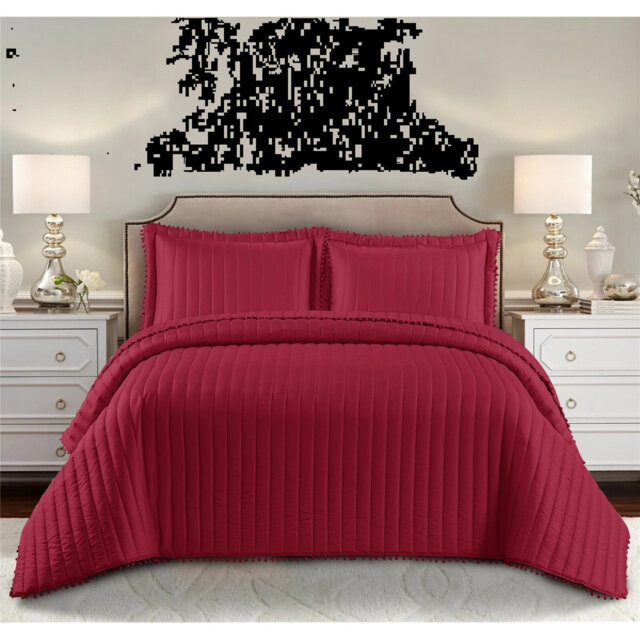 Microfiber Solid Colour Bedspread with Pillow Shams Included