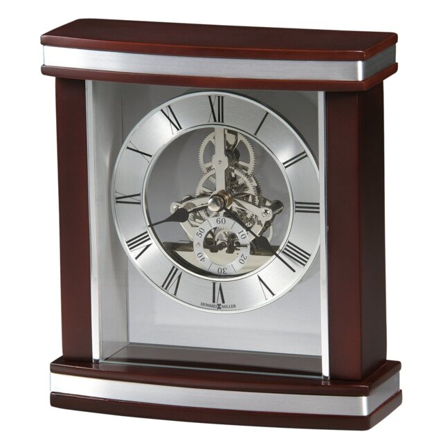 Templeton Modern & Contemporary Analog Quartz Tabletop Clock in Satin Rosewood/Silver