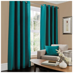 Luxury Faux Silk Lined Eyelet Curtains Pair - Elegant Window Drapes with Solid Colour Finish for Living Room Bedroom Dining Room Home Décor
