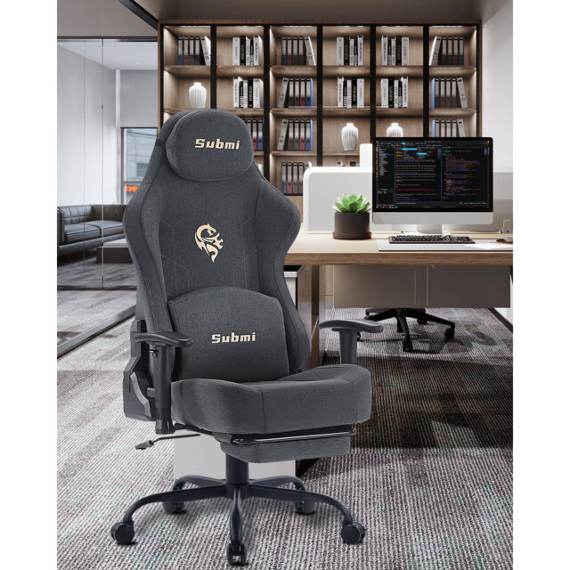 Gaming Chair, Gaming Chair for Adults, Ergonomic Computer Chair with Lumbar Support and Footrest, High Back PC Gamer Chair, Fabric Office Chair, 165°R