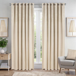 Triple Woven Blackout Velvet Ring Top Curtains with Cascading Diamante Studs