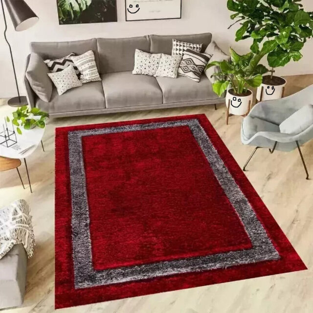 Luxury Shaggy Rug Bordered Solid Design Large Area Rug For Bedroom Living Room Fluffy Floor Mats Small Door Mats