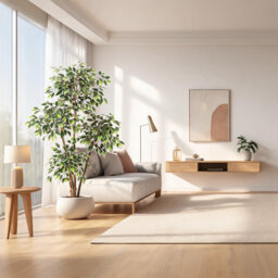 5Ft Artificial Ficus Tree 150cm Tall Faux Floor Plant with White Planter Fake Plants Fake Silk Tree for Home Decor Indoor