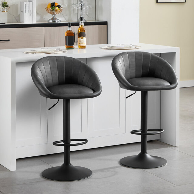 Bar Stools Set Of 2 Bar Chairs Height-Adjustable Rotatable Kitchen Stool With Backrest Stool Kitchen Bar 150 Kg