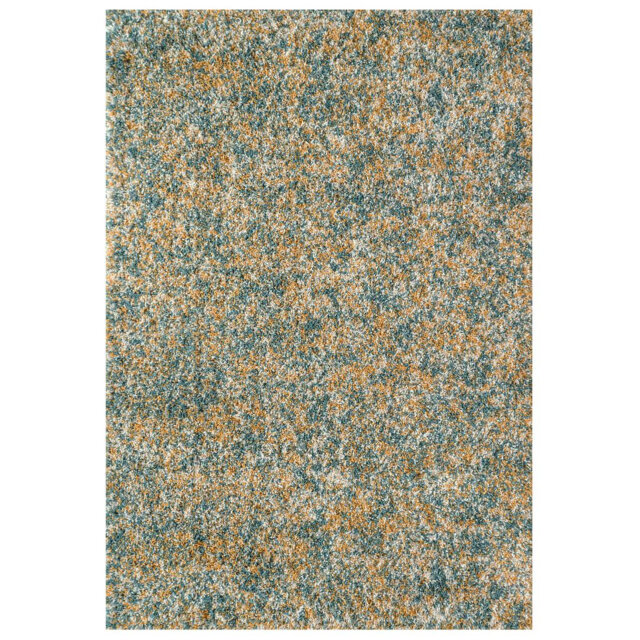 Doniece Teal Blue Yellow Shaggy Rug Soft Fluffy Deep Pile Mottled Warm Bedroom Mat
