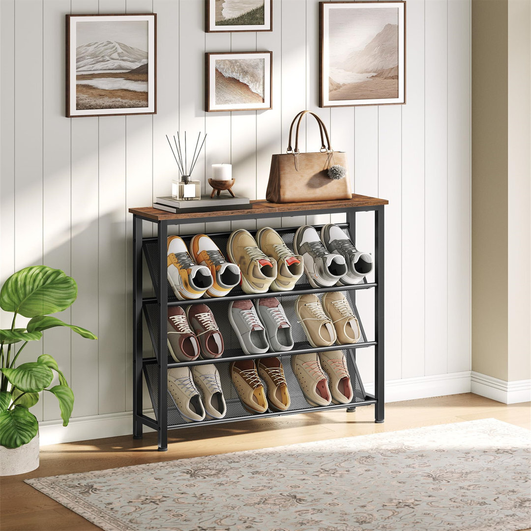 Narrow Shoe Rack, 4-Tier Slanted Shoe Storage Shelf by Wayfair