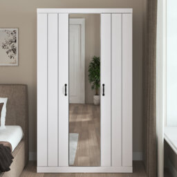 Allington 3 Door Manufactured Wood Wardrobe With Mirror