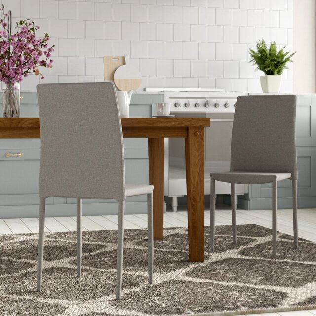 Barra 46cm H Linen Upholstered Metal Side Chair in Grey