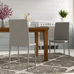 Barra 46cm H Linen Upholstered Metal Side Chair in Grey