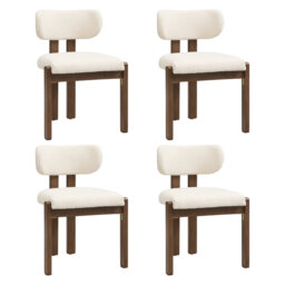 Set Of 2 Dining Chairs Beige Boucle With Solid Wood Legs Natural