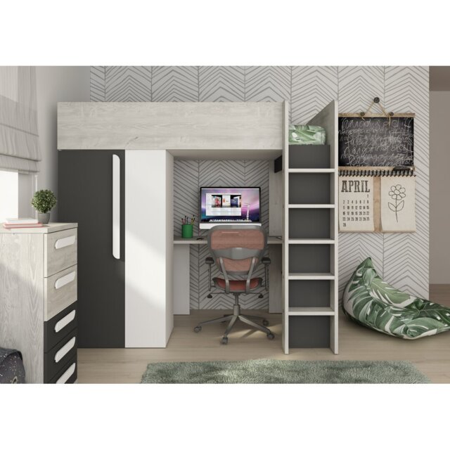 Azure European Single (90 X 200 Cm) High Sleepers with Storage Included with Desk Included