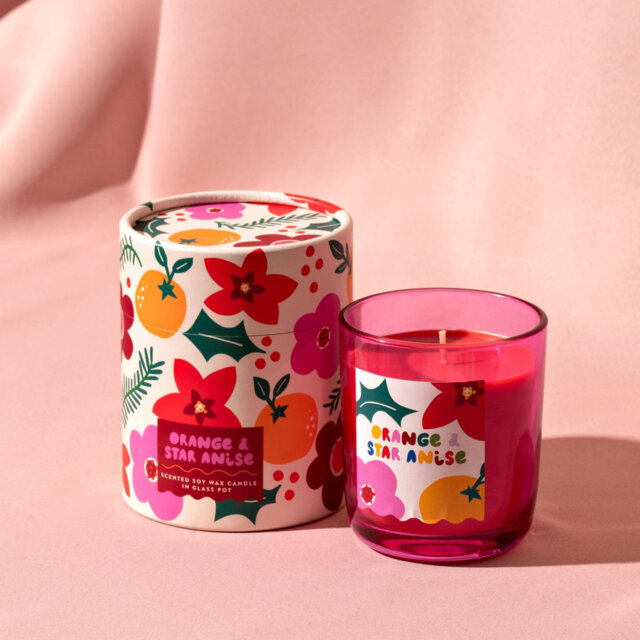 Fruity Scented Jar Candle with Glass Holder