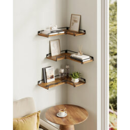 Floating Shelves, Set Of 3, L-Shaped Corner Shelves For Wall, Industrial Style, For Living Room, Bedroom, Kitchen
