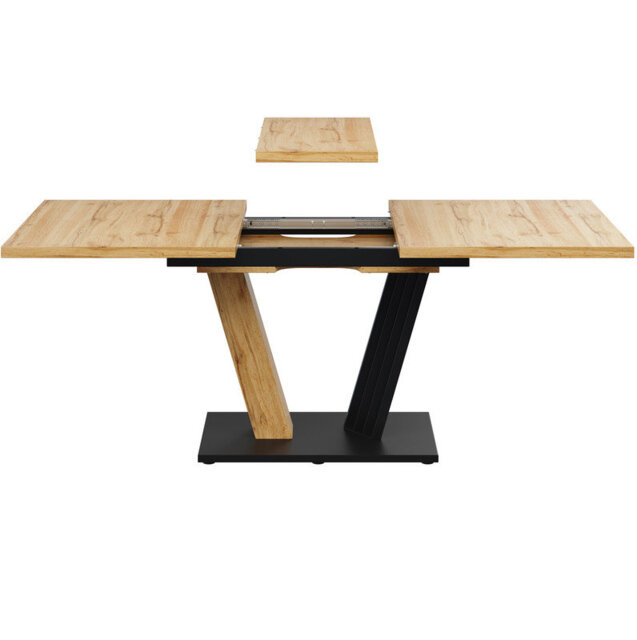 Wood Grain Finish Extendable Kitchen Dining Table, 120-160 x 80 x 76 cm Expandable Design, Ideal for Kitchen and Living Room Placement