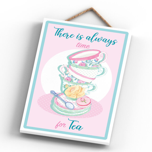 There is Always Time Tea Themed Wooden Plaque Wall DÃ©cor
