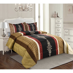 Printed Bedspreads Brown Comforter Bed Throw with Matching Pillow Shams