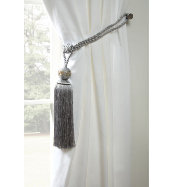 Galaxy Tieback Graphite Polyester 60cm Curtain Holdback/Tieback