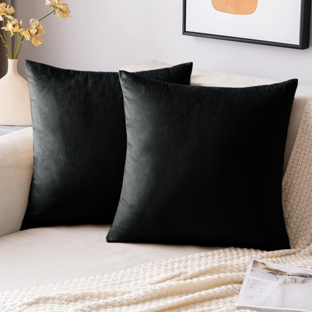 Velvet Scatter Cushion Covers - Soft Plush Decorative Covers Set of 2 for Sofa & Bed