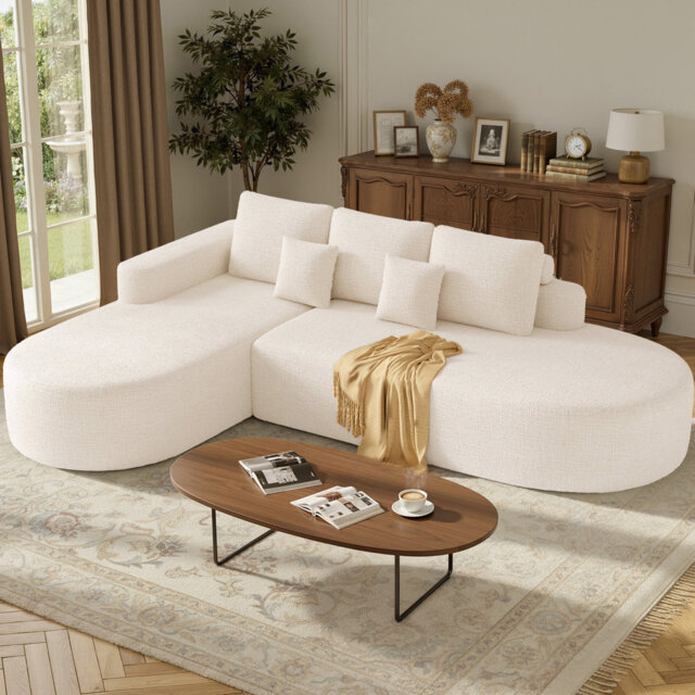 Compressed L-Shaped Sofa, Curved Ergonomic Design with Back Support, Breathable Wear-Resistant Fabric, Nordic Minimalist Style, Multiple Colours, 2 Bo
