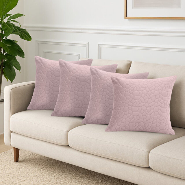 Luxury Pebble Velvet Cushion Cover Set Of 4 – Soft Textured Decorative Throw Pillow Cover For Sofa, Chair & Living Room Décor