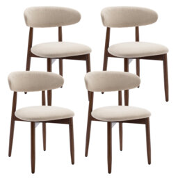 Modern Solid Wood Dining Chair, Upholstered Seat, Curved Ergonomic Backrest, Sturdy Frame Side Chair