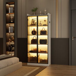 5-Tier Display Cabinet with 3 Color Led Lights and Human Sensor Function