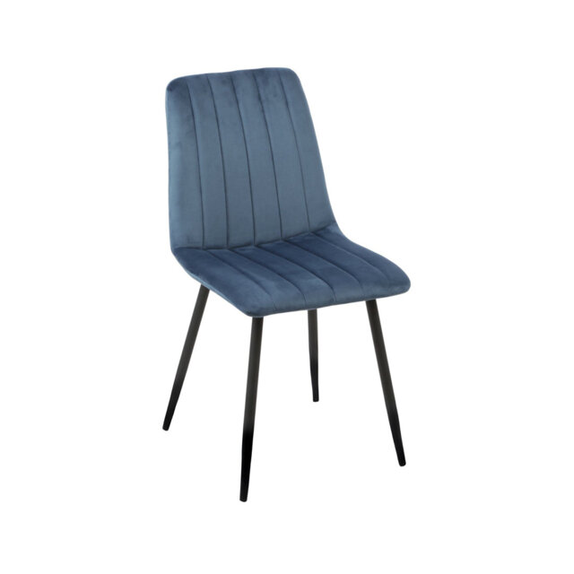 38cm H Velvet Upholstered Metal Upholstered Back Side Chair in Blue