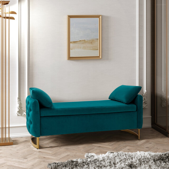 Ageet Modern Velvet Flip Top Storage Bench