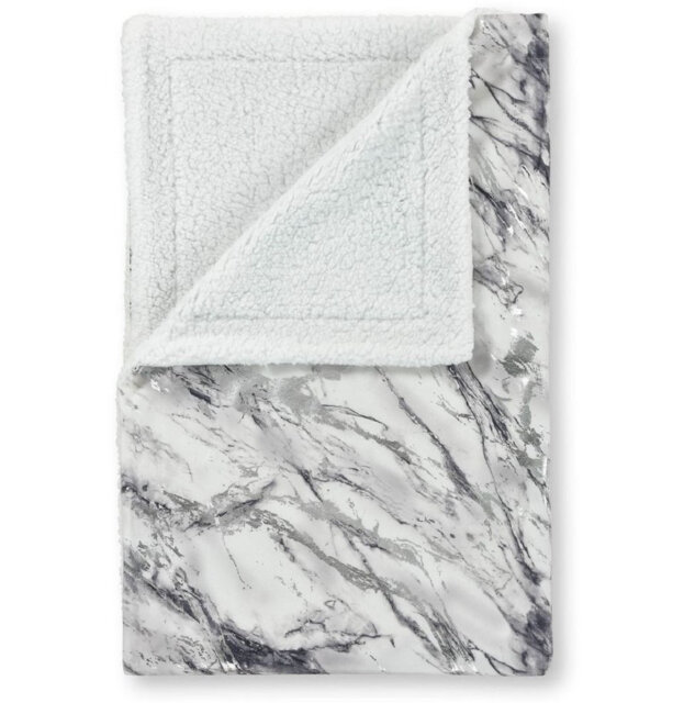 Hayslett Luxury Foil Printed Sherpa Backed Marble Throw Blanket