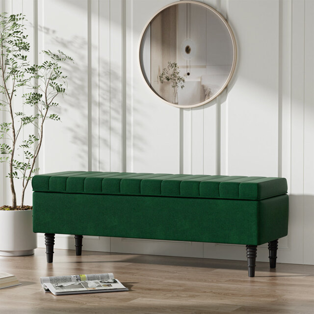 Ethier Velvet Upholstered Bench with Flip Top