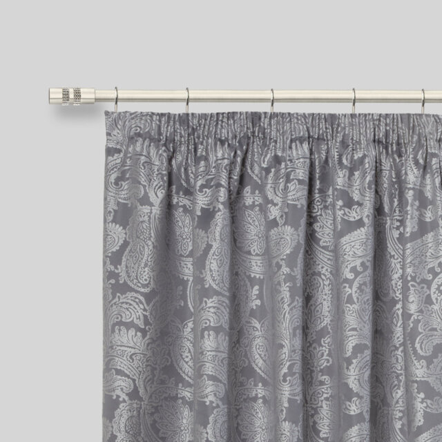 Diamante Chrome Stainless Steel Adjustable 120cm to 210cm 2cm Single Curtain Pole