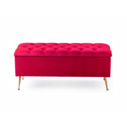 Amara Wide Velvet Tufted Rectangle Storage Ottoman Footstool Upholstered Bench with Legs for Living Room & Bedroom
