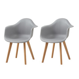 39cm H Modern Minimalist Style Dining Armchair, Plastic Seat with Solid Wood Legs for Kitchen
