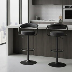 Swivel Upholstered Adjustable Height Counter Stool with Metal Frame