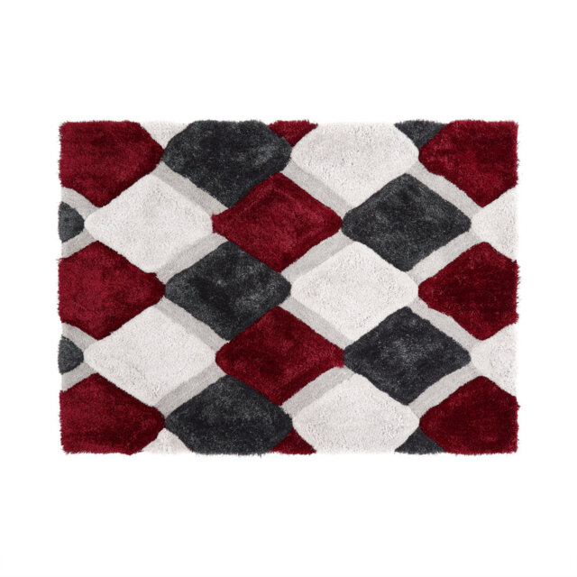 Blandford Geometric Handmade Handwoven Red/White/Black Area Rug