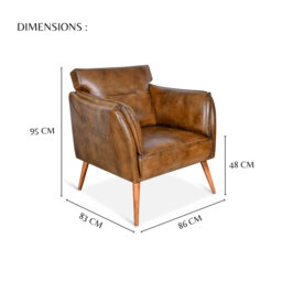 84cm Wide Tufted Genuine Leather Top Grain Leather Armchair