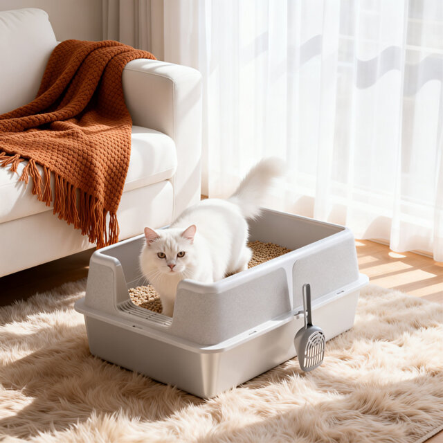 Extra Large Stainless Steel Cat Litter Box – High-Sided, Non-Stick, Odor-Resistant, Leak-Proof & Easy-Clean – Open-Top Toilet for Multiple & Large Cat