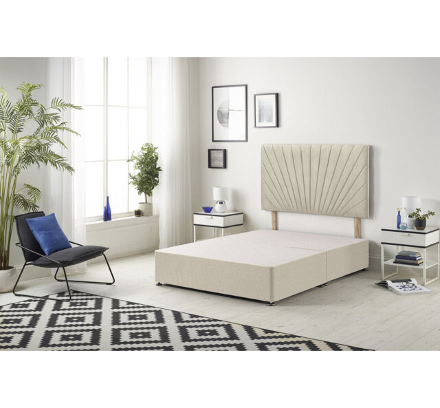 SantaFe Tweed Fabric Divan Bed Base and Headboard with Optional Drawers
