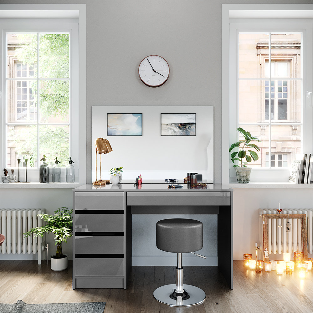 wayfair grey dressing table Furniture 5147 _S_Hg Dressing Table Boluwatife Grey Hgl + Mirror + Stool by Wayfair