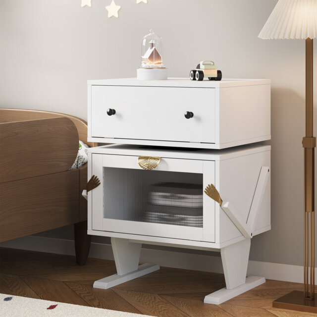 Anabelia LED Robot End Table with 360° Rotation