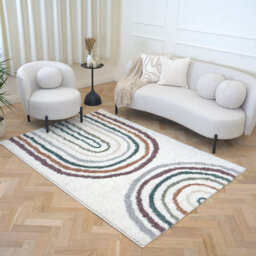 Moodi Modern Shaggy Area Rug Abstract Line Design