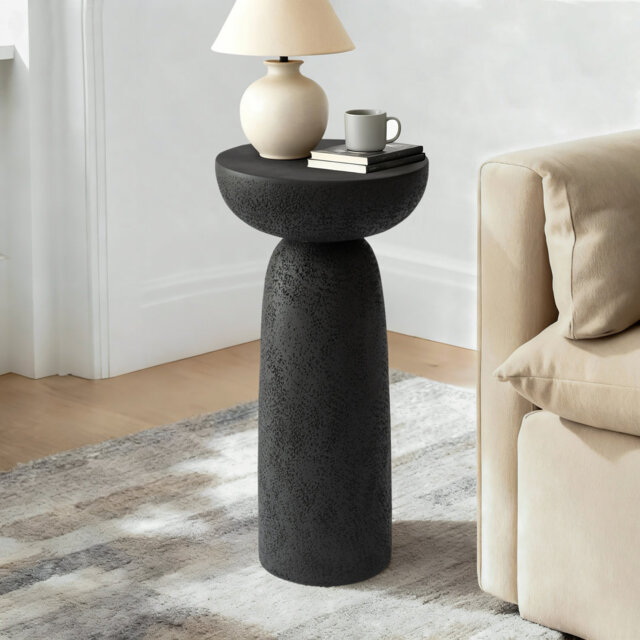Side Table Pedestal Sofa Table Stone-effect Coffee Table