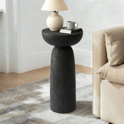 Side Table Pedestal Sofa Table Stone-effect Coffee Table
